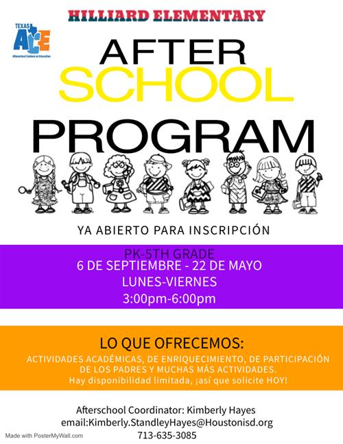 21st Century Texas Ace After School Program Flyer Spanish 